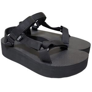 Teva Women Flatform Universal Platform Strappy Sandals Size US 11 Black/Black